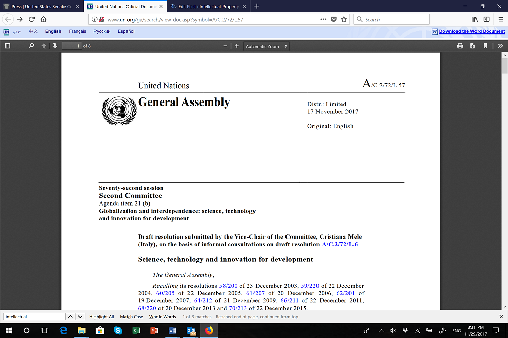 UN scitech resolution