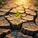 A,Small,Green,Plant,Growing,Through,Cracked,,Dry,Earth,Under